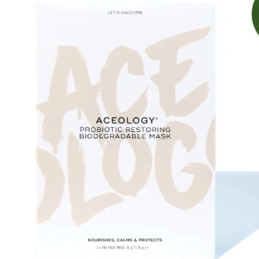 NIB Aceology PROBIOTIC RESTORING BIODEGRADABLE MASK x 4 Retails $59